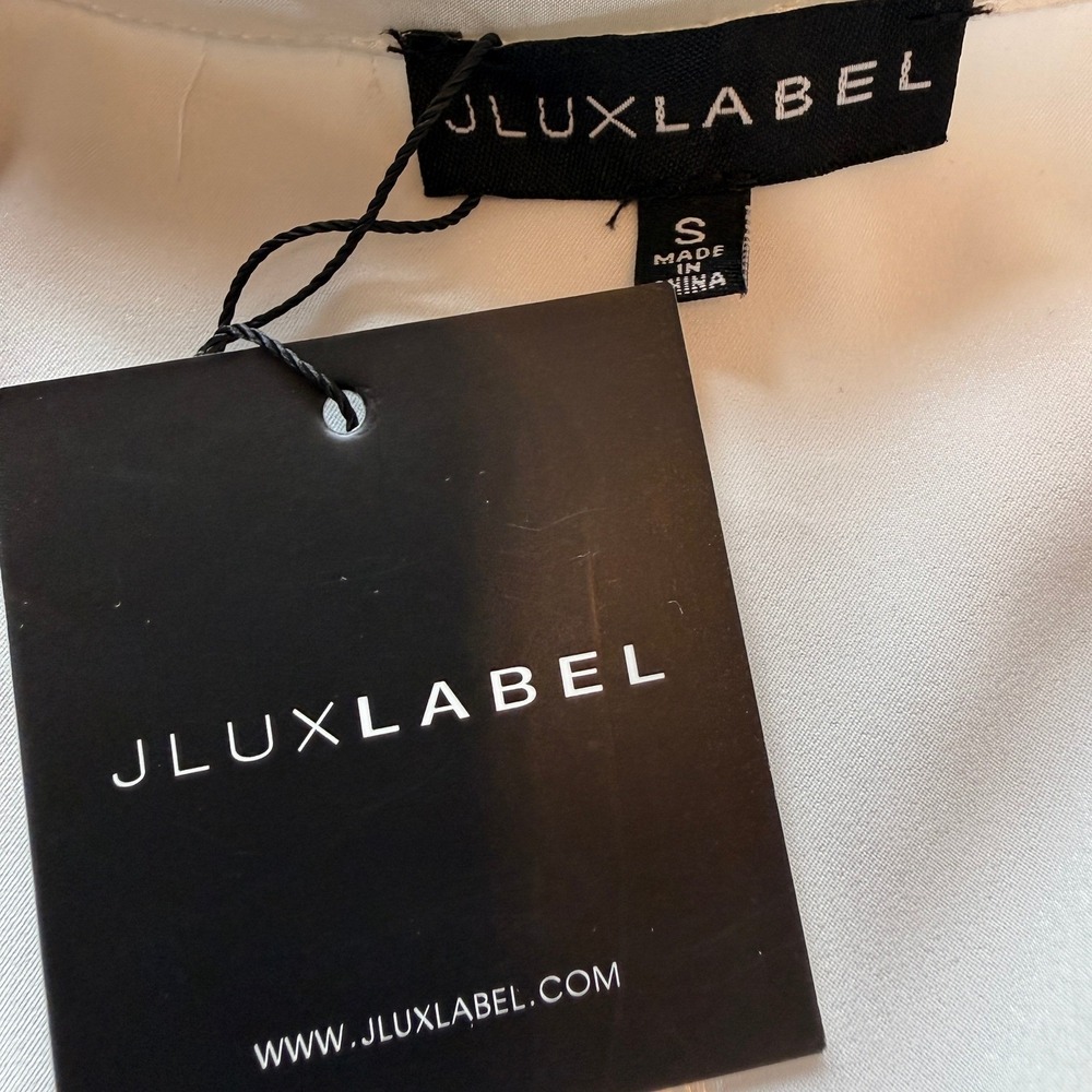 JLUXLABEL Wrap Satin Maxi Dress Womens White S Long Sleeve Collared Slit NWT - Picture 12 of 16